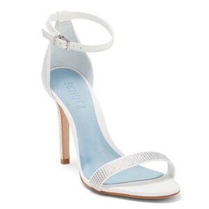 NIB SCHUTZ Rhinestone Silver & White Cadey Lee Sandal 9.5